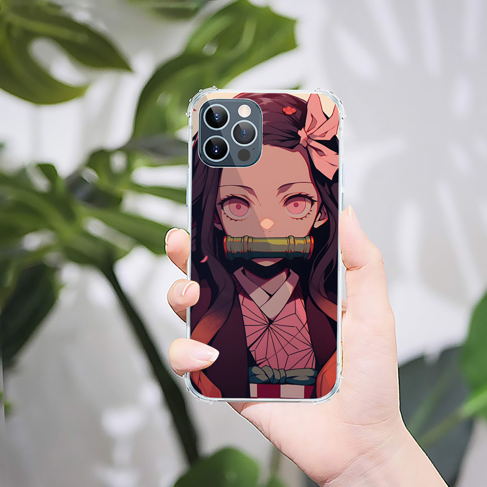 （画像用） 鬼滅の刃（きめつのやいば）竈門 禰󠄀豆子／かまど ねずこ Kamado Nezuko 【iPhone 12シリーズ対応】透明スマホケース（クリアソフトケース）